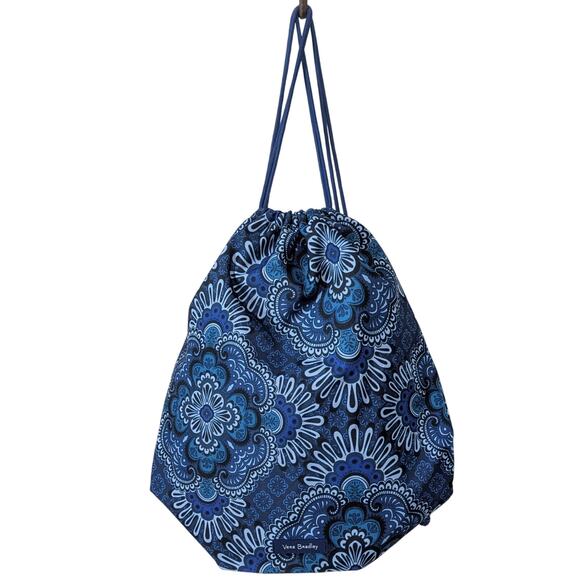 Vera Bradley Handbags - Vera Bradley Blue Tapestry Lightweight Canvas Drawstring Backpack